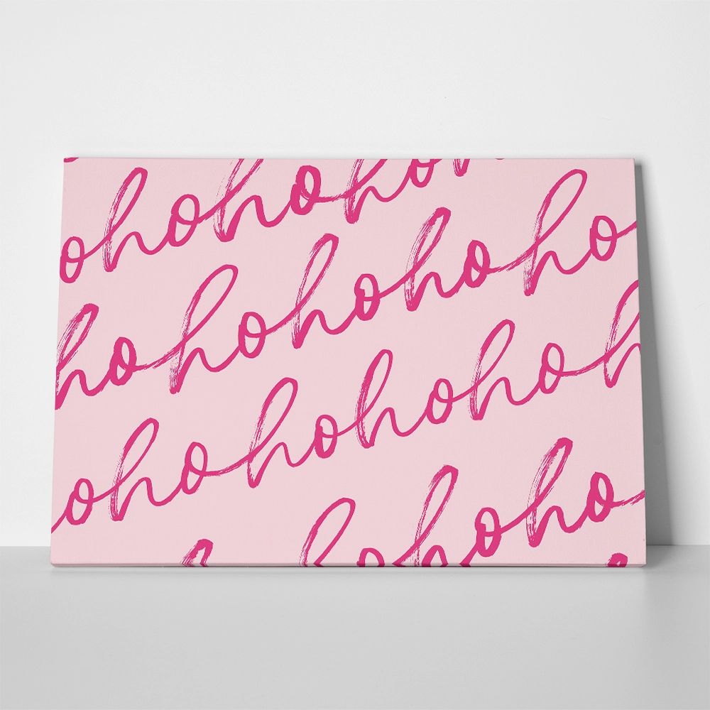 Πινακας σε καμβά HO HO HO PINK CHRISTMAS