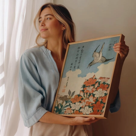 Πινακας σε καμβά HOKUSAI - COUCOU ET AZALEES - Hokusai Katsushika Sticky 1