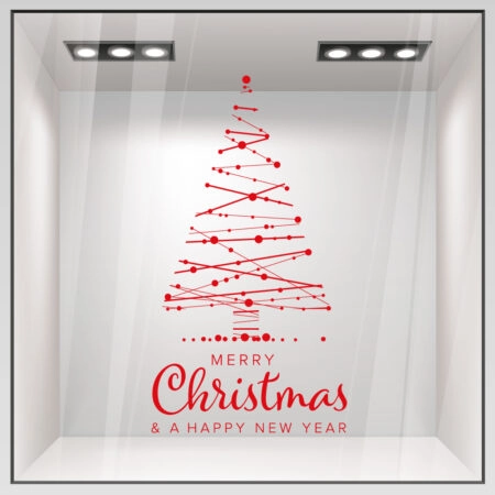 Χριστουγεννιάτικο αυτοκόλλητο MERRY CHRISTMAS TREE 2 - Χριστουγεννιάτικη βιτρίνα