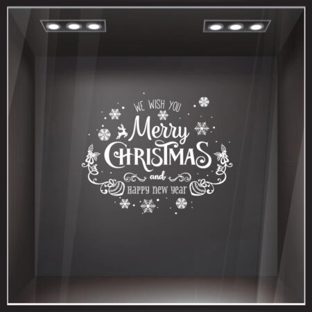 Χριστουγεννιάτικο αυτοκόλλητο MERRY CHRISTMAS WISH - Χριστουγεννιάτικη βιτρίνα Sticky 1