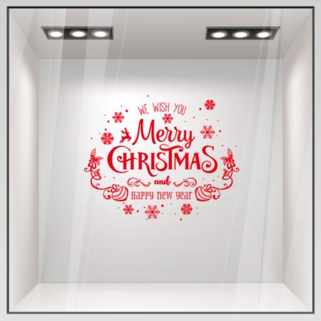 Χριστουγεννιάτικο αυτοκόλλητο MERRY CHRISTMAS WISH - Χριστουγεννιάτικη βιτρίνα