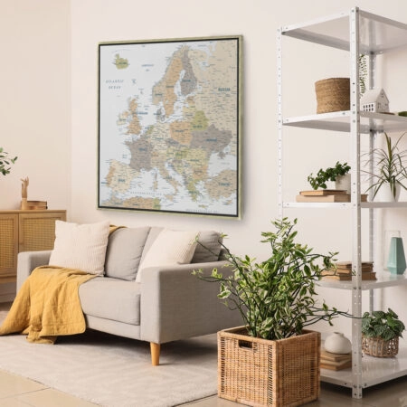 Πίνακας Τετράγωνος PASTEL EUROPE MAP - Χαρτες