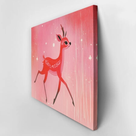 Πινακας σε καμβά PINK CHRISTMAS DEER - Χριστουγεννιάτικοι Πίνακες Sticky 3