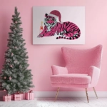 Πινακας σε καμβά PINK CHRISTMAS TIGER