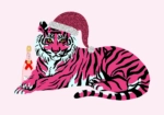 Πινακας σε καμβά PINK CHRISTMAS TIGER