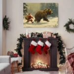 Πινακας σε καμβά SANTA WITH BEAR