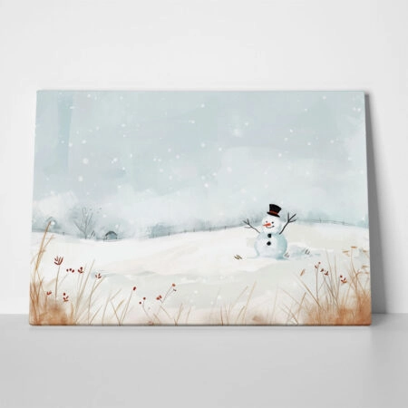 Πινακας σε καμβά SNOWMAN PAINTING - Χριστουγεννιάτικοι Πίνακες Sticky 1