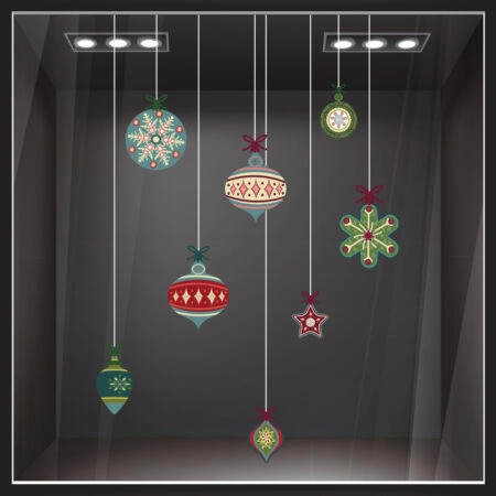 Χριστουγεννιάτικο αυτοκόλλητο XMAS BALLS C1 - Χριστουγεννιάτικη βιτρίνα