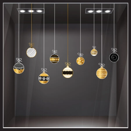 Χριστουγεννιάτικο αυτοκόλλητο XMAS BALLS C3 - Χριστουγεννιάτικη βιτρίνα