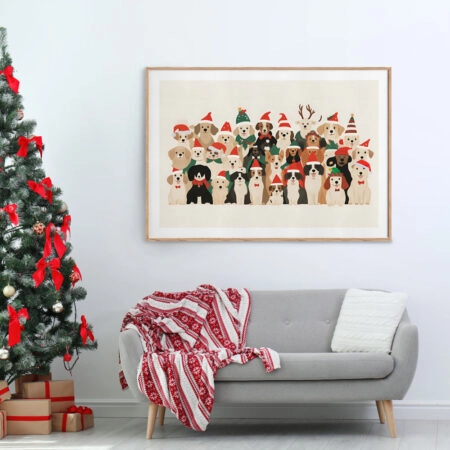 Πινακας σε καμβά XMAS DOGS - Χριστουγεννιάτικοι Πίνακες Sticky 2
