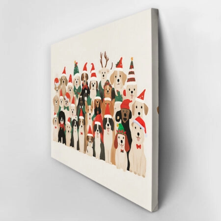 Πινακας σε καμβά XMAS DOGS - Χριστουγεννιάτικοι Πίνακες Sticky 4