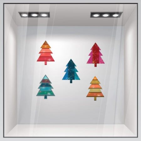 Χριστουγεννιάτικο αυτοκόλλητο XMAS TREES C1 - Χριστουγεννιάτικη βιτρίνα