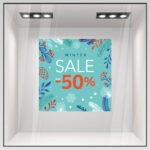 Αυτοκoλλητο Εκπτωσεων WINTER SALE CYAN