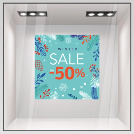 Αυτοκoλλητο Εκπτωσεων WINTER SALE CYAN