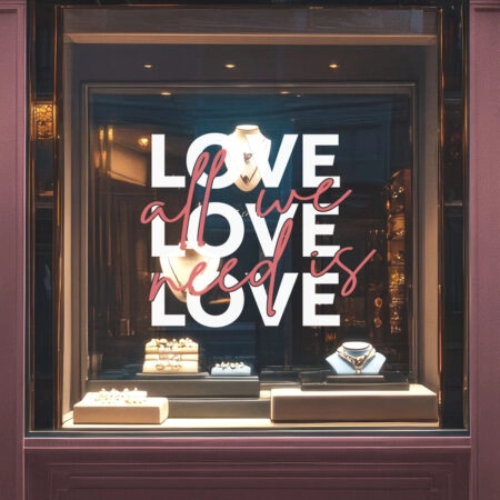 Αυτοκoλλητο Βιτρίνας ALL WE NEED IS LOVE - Αγίου Βαλεντίνου Sticky 1