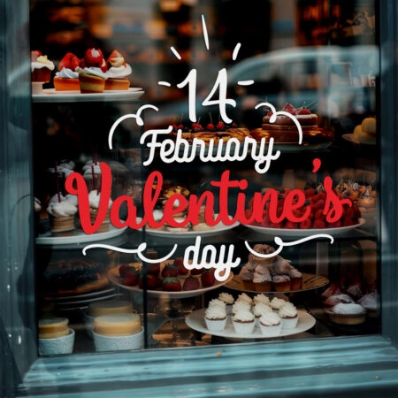 Αυτοκoλλητο Βιτρίνας 14 FEBRUARY - Αγίου Βαλεντίνου Sticky 1