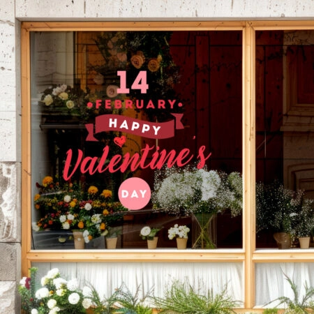 Αυτοκoλλητο Βιτρίνας HAPPY VALENTINES DAY 14 FEB - Αγίου Βαλεντίνου Sticky 1