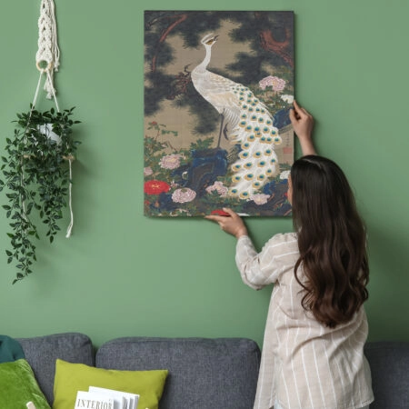 Πινακας σε καμβά JAKUCHU ITO - A PEACOCK PINE AND PEONY - Jakuchu Ito