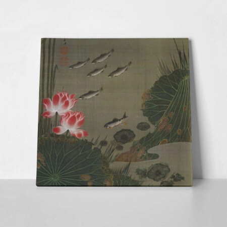Πίνακας JAKUCHU ITO - A SHOAL OF TROUT AND LOTUS - Jakuchu Ito Sticky 1