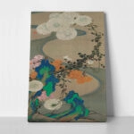 Πινακας σε καμβά JAKUCHU ITO - CHRYSANTHEMUMS BY A STREAM WITH ROCKS