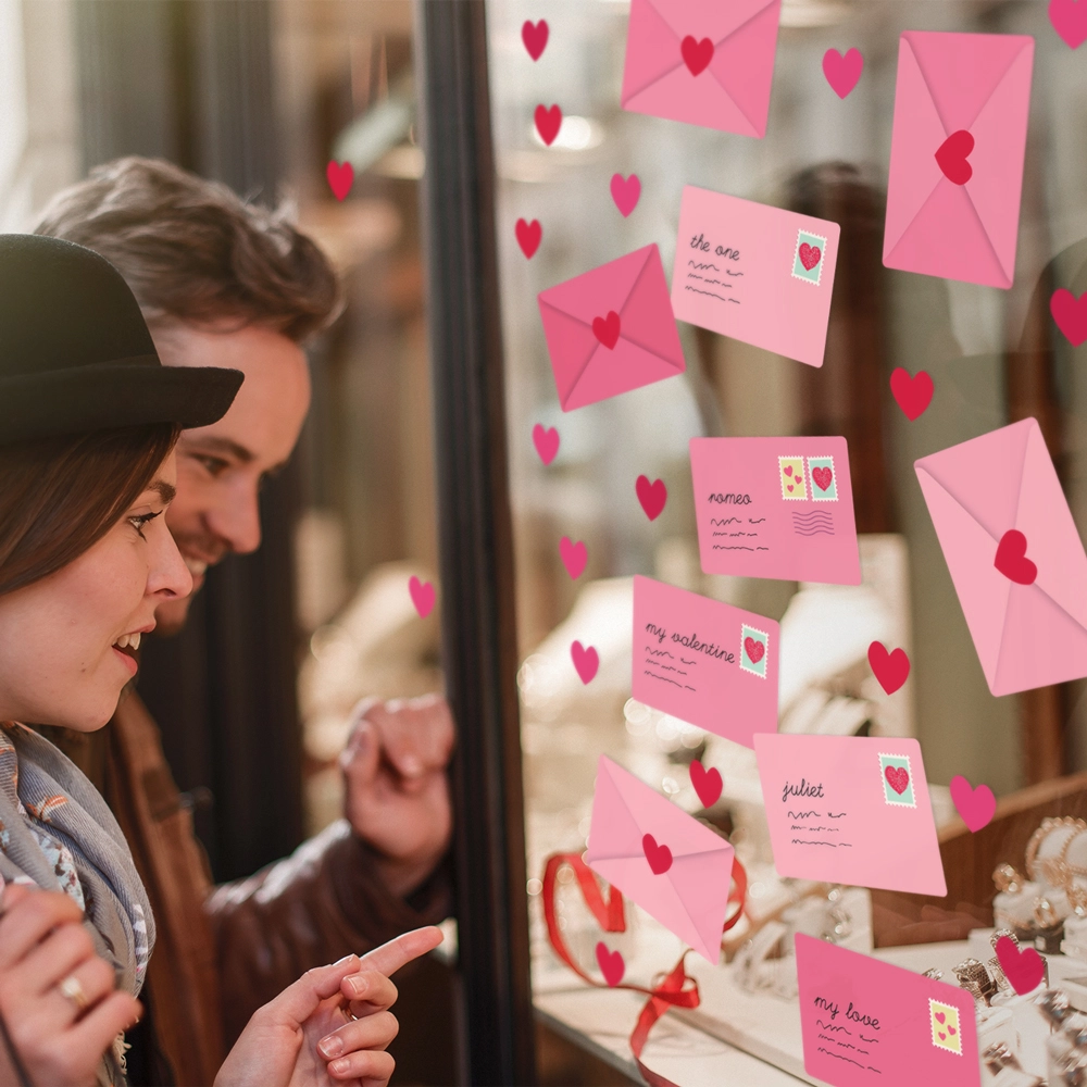 Αυτοκoλλητο Βιτρίνας LOVE LETTERS AND HEARTS