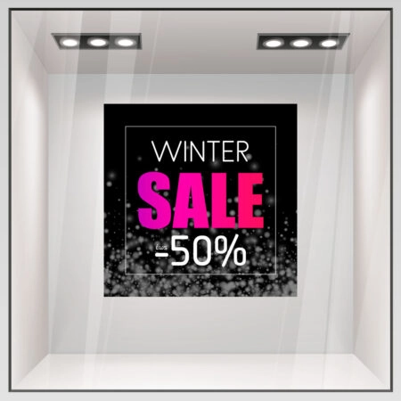 Αυτοκoλλητο Εκπτωσεων WINTER SALE SNOW BACKGROUND - Αυτοκόλλητα εκπτώσεων