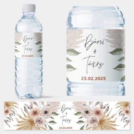 Αυτοκολλητη ετικέτα για μπουκαλι νερου BOHO WEDDING NAMES - Αυτοκολλητες ετικετες για μπουκαλακια νερου