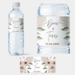 Αυτοκολλητη ετικέτα για μπουκαλι νερου BOHO WEDDING NAMES