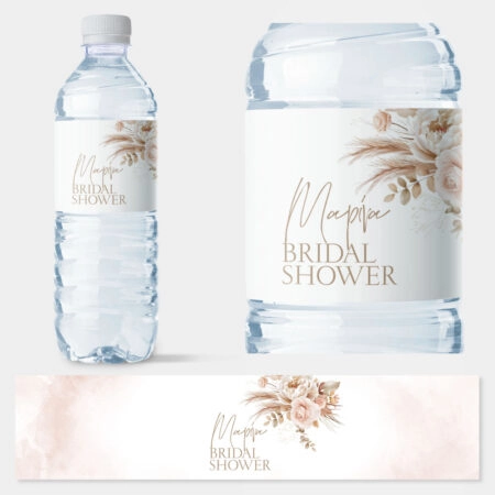 Αυτοκολλητη ετικέτα για μπουκαλι νερου FLORAL BRIDAL SHOWER - Αυτοκολλητες ετικετες για μπουκαλακια νερου