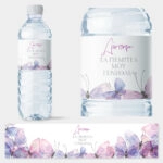 Αυτοκολλητη ετικέτα για μπουκαλι νερου PURPLE BUTTERFLIES NAME LABEL