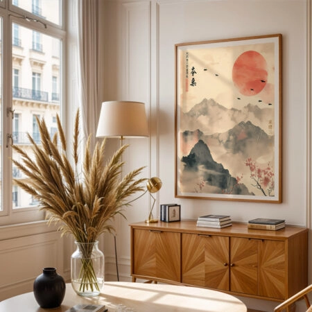 Πόστερ RED ASIAN SUN AND MOUNTAINS - Τοπια - Φυση