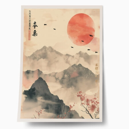 Πόστερ RED ASIAN SUN AND MOUNTAINS - Τοπια - Φυση Sticky 1