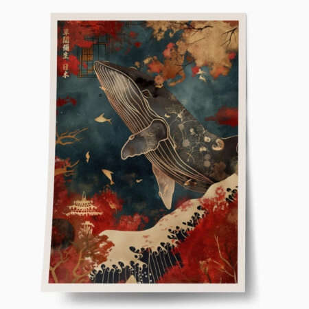 Πόστερ WHALE AND JAPANESE WAVE - Ζωα Sticky 1
