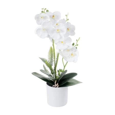 WHITE ORCHID 21076 Διακοσμητικό Φυτό Λευκή Ορχιδέα Υ45cm - Τεχνητες Ορχιδεες