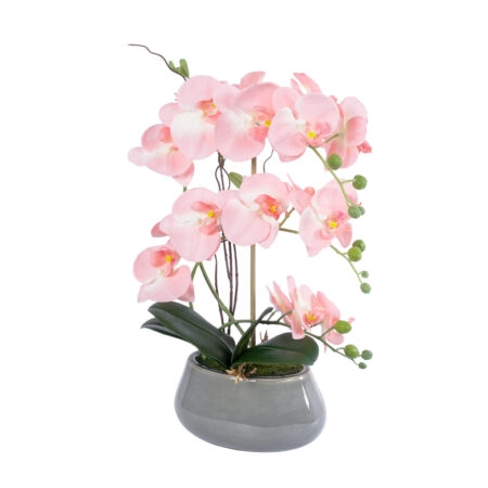 SALMON PINK ORCHID 21122 Διακοσμητικό Φυτό Ροζ-Πορτοκαλί Ορχιδέα Υ43cm - Τεχνητες Ορχιδεες