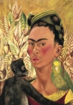 Πινακας σε καμβά FRIDA KAHLO - SELF PORTRAIT WITH MONKEY AND PARROT