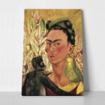 Πινακας σε καμβά FRIDA KAHLO - SELF PORTRAIT WITH MONKEY AND PARROT
