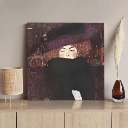 Πίνακας σε καμβά KLIMT - WOMAN WITH A HAT AND A FEATHER BOA - Gustav Klimt
