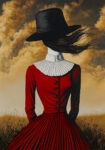 Πινακας σε καμβά RED DRESS AND HAT RETRO DREAMSCAPE