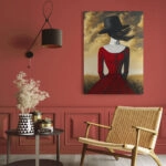 Πινακας σε καμβά RED DRESS AND HAT RETRO DREAMSCAPE