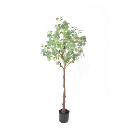 SILVER DOLLAR EUCALYPTUS ΔΕΝΤΡΟ ΤΕΧΝΗΤΟ ΣΕ ΓΛΑΣΤΡΑ 150 PE ΠΡΑΣΙΝΟ ΜΕΤΑΞΩΤΟ ΥΦΑΣΜΑ - Τεχνητά Φυτά και Δέντρα
