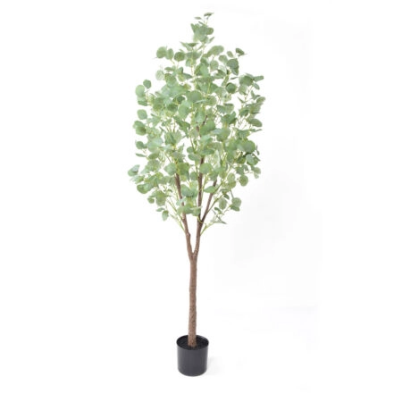 SILVER DOLLAR EUCALYPTUS ΔΕΝΤΡΟ ΤΕΧΝΗΤΟ ΣΕ ΓΛΑΣΤΡΑ 180 PE ΠΡΑΣΙΝΟ ΜΕΤΑΞΩΤΟ ΥΦΑΣΜΑ - Τεχνητά Φυτά και Δέντρα