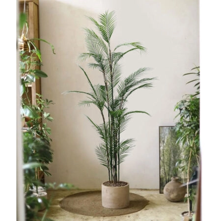 MAJESTY PALM ΔΕΝΤΡΟ ΤΕΧΝΗΤΟ ΣΕ ΓΛΑΣΤΡΑ 180 PVC ΠΡΑΣΙΝΟ ΜΑΥΡΟ ΤΣΙΜΕΝΤΟ - Τεχνητοι Φοινικες Sticky 1
