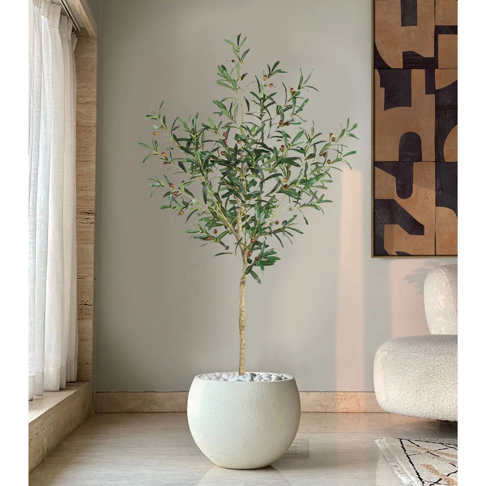 OLIVE TREE ΔΕΝΤΡΟ ΤΕΧΝΗΤΟ ΣΕ ΓΛΑΣΤΡΑ 155 PVC ΠΡΑΣΙΝΟ ΜΑΥΡΟ ΤΣΙΜΕΝΤΟ