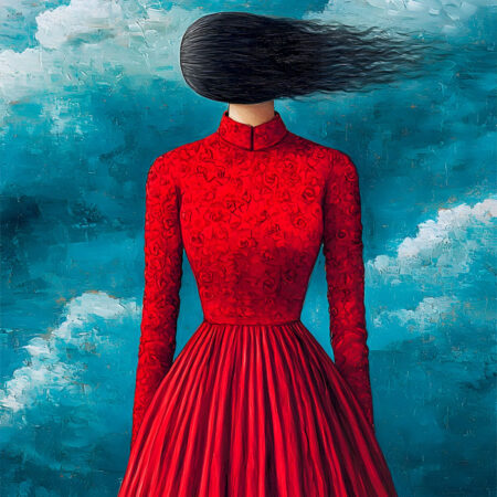 Πινακας σε καμβά BLACK HAIRED IN RED DRESS RETRO DREAMSCAPE - Μοδα και Διασκεδαση Sticky 6