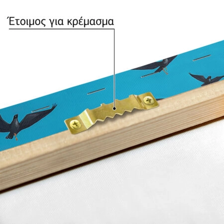 Πινακας σε καμβά BLACK HAIRED WOMAN WITH BIRDS RETRO DREAMSCAPE - Πινακες σε καμβα Sticky 5