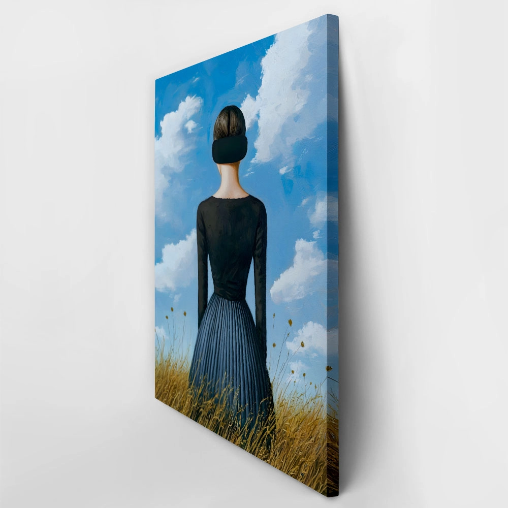 Πινακας σε καμβά BROWN HAIRED WOMAN IN FIELD RETRO DREAMSCAPE
