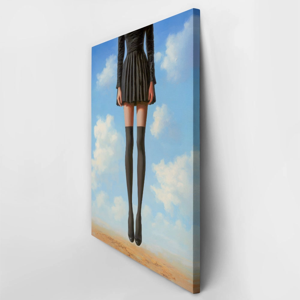 Πινακας σε καμβά FLOATING WOMAN WITH BLACK SKIRT RETRO DREAMSCAPE