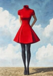 Πινακας σε καμβά HEADLESS WOMAN IN RED DRESS RETRO DREAMSCAPE