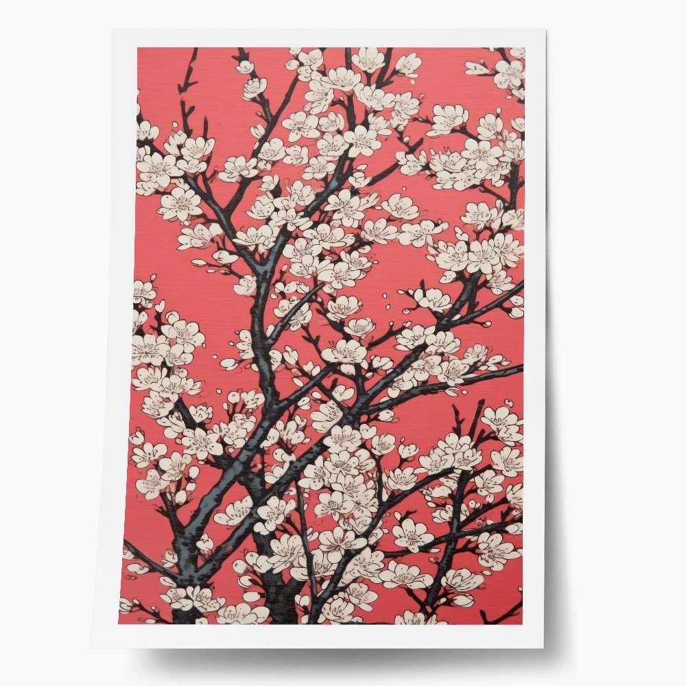Πόστερ JAPANESE ALMOND BLOSSOM RED